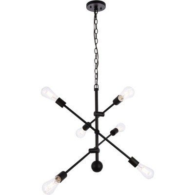 Living District LD8006D29BLA Axel 6 Light 29 inch Black Pendant Ceiling Light