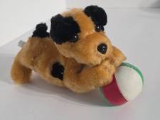 Vintage Dog Plush Ball Playing Puppy Stuffed Toy Brown