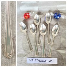 6 Teapoons Vintage 1881 Rogers A1 Silverplate Henley 1930 Art Deco