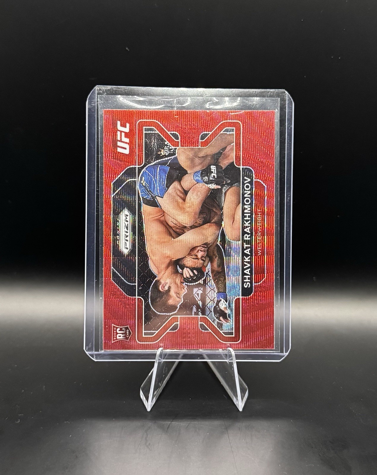 2022 Panini Prizm UFC Shavkat Rakhmonov #80 Red Wave Rookie RC