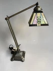 Vintage Tiffany Style Bankers Desk Lamp Great Condition Working Stained Glass