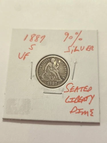 1887 S VF+ Seated Liberty Dime Rare 90% Silver