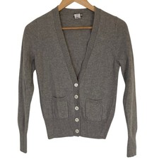 J.Crew Women's Grey Cashmere Button-Front Cardigan Sweater Size S Classic