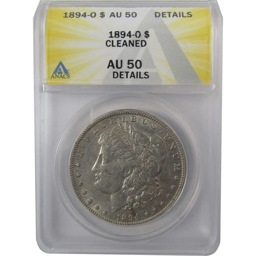 1894 O Morgan Silver Dollar AU 50 Details ANACS $1 Coin SKU:I24947