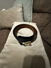 Vintage Coach Men's Handcrafted Calfskin Leather Belt with Solid Brass Buckle