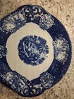 FRANZ ANTON MEHLEM -Flow Blue Malta- Germany ANTIQUE Cake Cabinet Plate stamped — photo 5