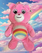 2020 Care Bears Basic Fun Plush 12" Cheer Bear Preowned Clean Pink Stuffed Toy