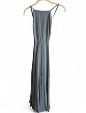 Lulus Blue Sleeveless Long A-Line Dress Square Neck Straps Zip Size S