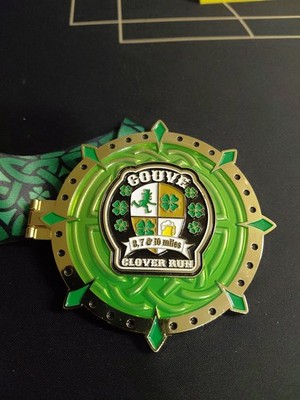 Couve Clover Run metal 3, 7, 10 Miles Medal 2024 10th Annual