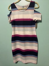 Belle Sky Women’s Medium Dress Bodycon NWT Striped Peekaboo 
