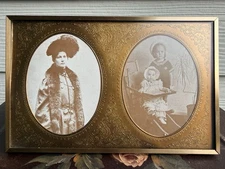 BURNES OF BOSTON Daguerreo Picture Frame Antique Style Double Oval 3x4 Photos