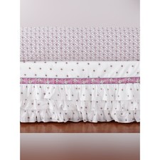 Pottery Barn Brooklyn Crib Bed Skirt Tier Ruffles White Purple Green Floral NWT