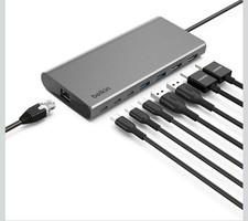 Belkin USB-C 8-in-1 Hub Silver Dual Display, 100W PD 10Gbps Transfer  Ethernet