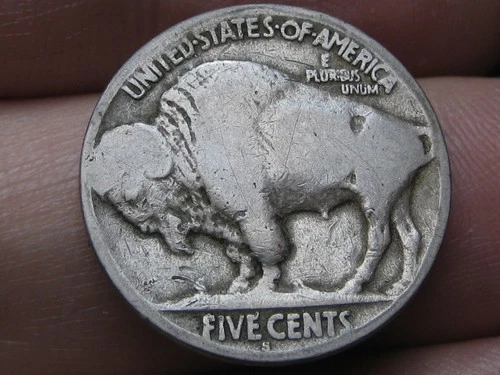 1913 S Buffalo Nickel 5 Cent Piece- Type Var 2, T2, Good Reverse Details
