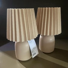 table lamps in Beige with pleated shades. Set Of 2