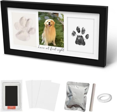 Hund und Katze Pfotenabdruck Set, Pfotenabdruck Tinte Andenken Fotorahmen Set, Haustier Pfotenabdruck