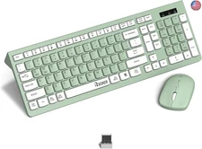 Wireless Keyboard and Mouse Combo, Full-Sized Wireless Keyboard and Adjustable