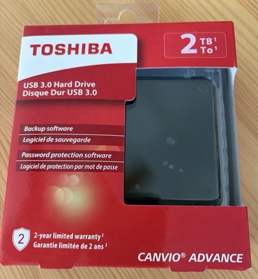 Toshiba Canvio Advance 2TB USB 3.0 External HDD Black PC/Mac Backup