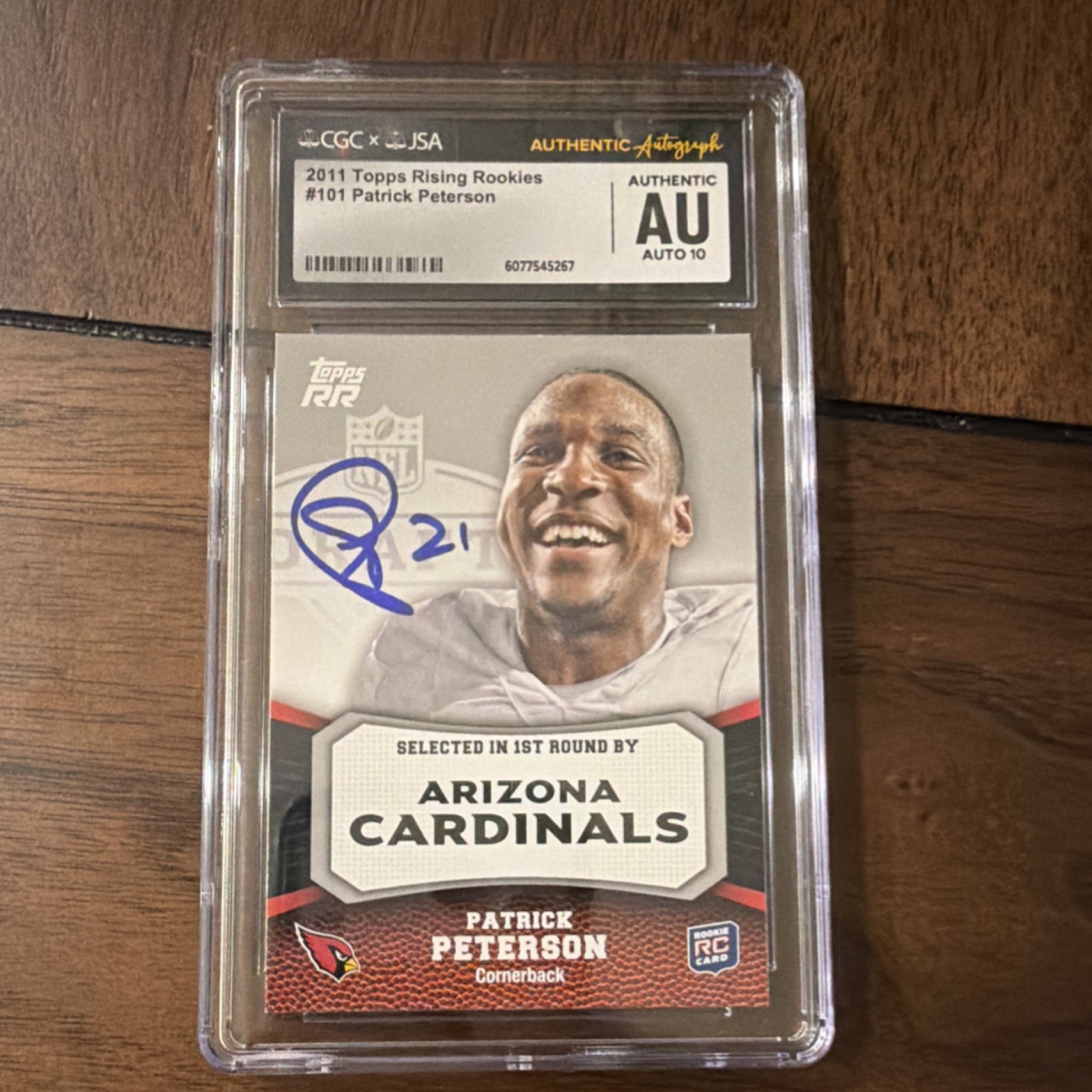 Topps 2011 Rising Rookies Patrick Peterson Rookie Auto #101 Cardinals CGC JSA