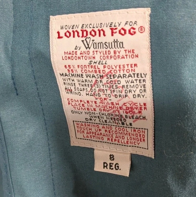 Womens London Fog raincoat teal Made in USA sz 8 New with tag vtg 1980 - Image 4 of 4