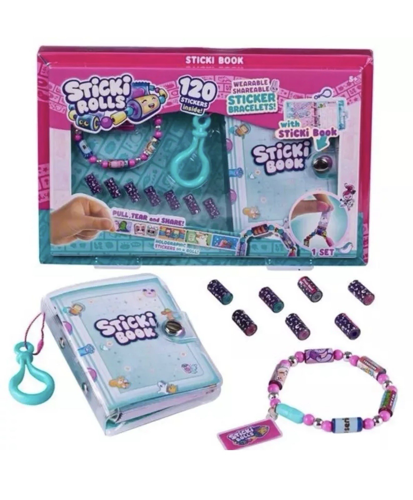 Sticki Rolls Sticki Book with Mini Stickers Wearable Shareable Sticker Bracelets