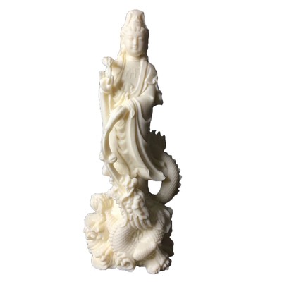 6.69'' Guan Yin Statue - Standing on Dragon Figurine, Goddess of Mercy Kuan Yi...