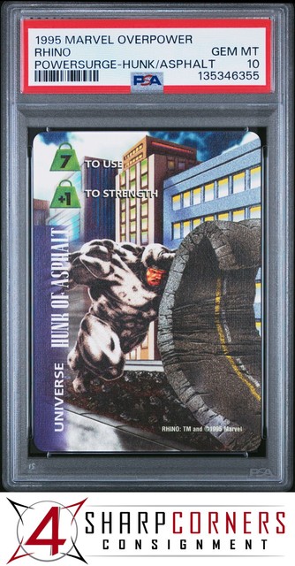 1995 MARVEL OVERPOWER POWERSURGE RHINO HUNK/ASPHALT POP 2 PSA 10