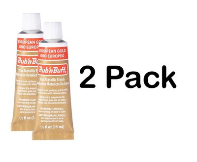 2x Pack - Amaco Rub 'N Buff Wax Metallic Finish, European Gold, 0.5-Fluid Ounce