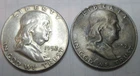 1952 S & 1952 P * 2 SILVER Ben Franklin HALF DOLLARS * As Seen * USA FREE SHIP