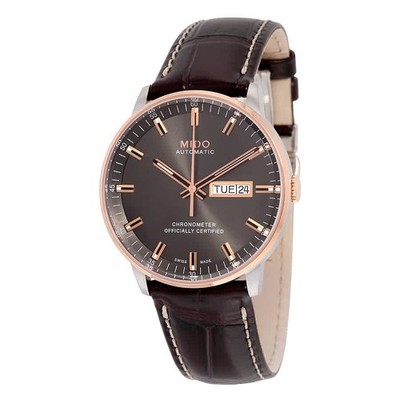 Mido Commander II Grey Dial Maroon Leather Men's Watch M0214312606100