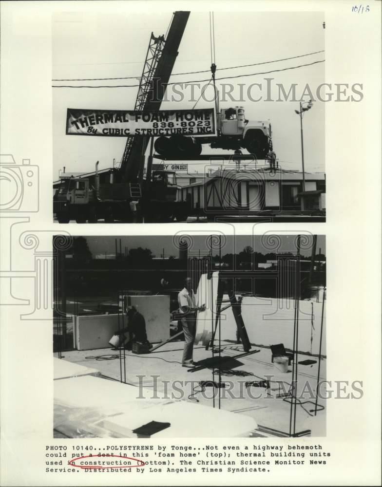Press Photo Worker building thermal units used in construction of buildings