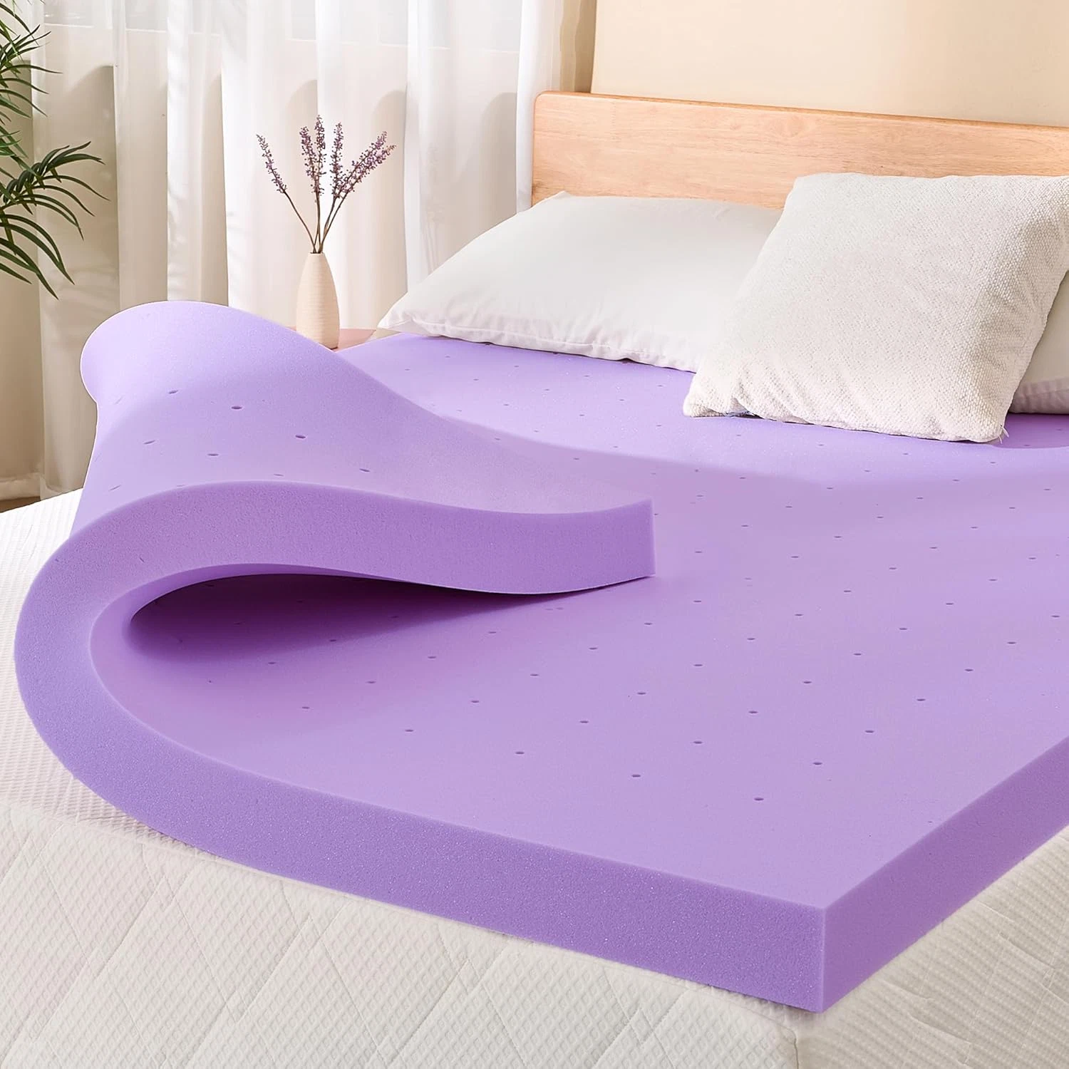 3 Inch Lavender Memory Foam Mattress Topper Full Size 54x75 Cooling Ventilated