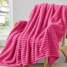 Fleece Throw Blanket for Couch - 300GSM Soft  Warm Throw 50"x60" Hot Pink