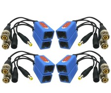 4 Pair Passive Video Balun BNC to RJ45 Adapter with Power, 1080P-8MP Surveill...