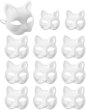 Therian Masks White Paper Cat Masks to Painted Animal Cosplay Facemask Masquerad