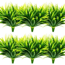 16 Pcs Outdoor Fake Plants UV Resistant Artificial Tall Grass Plants Faux Tro...