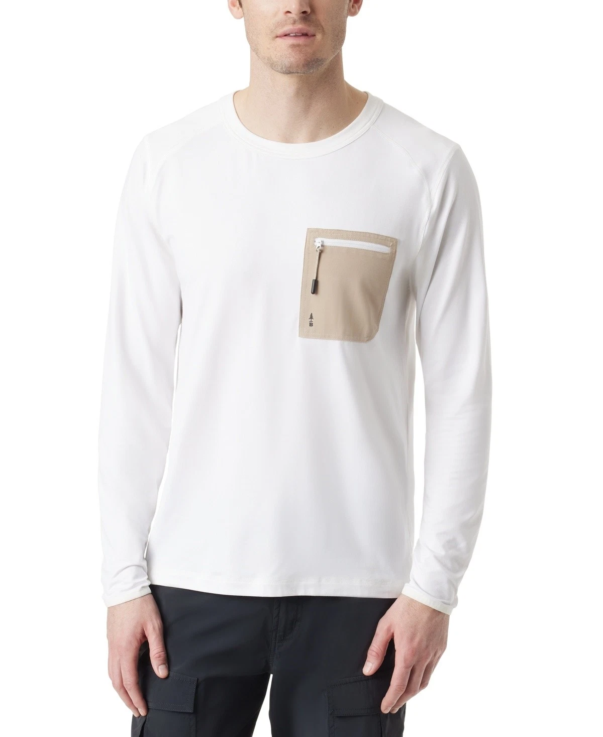 Bass Outdoor Utili-Tee T-Shirt Men's Sz XL White Long-Sleeve Cotton/Spandex
