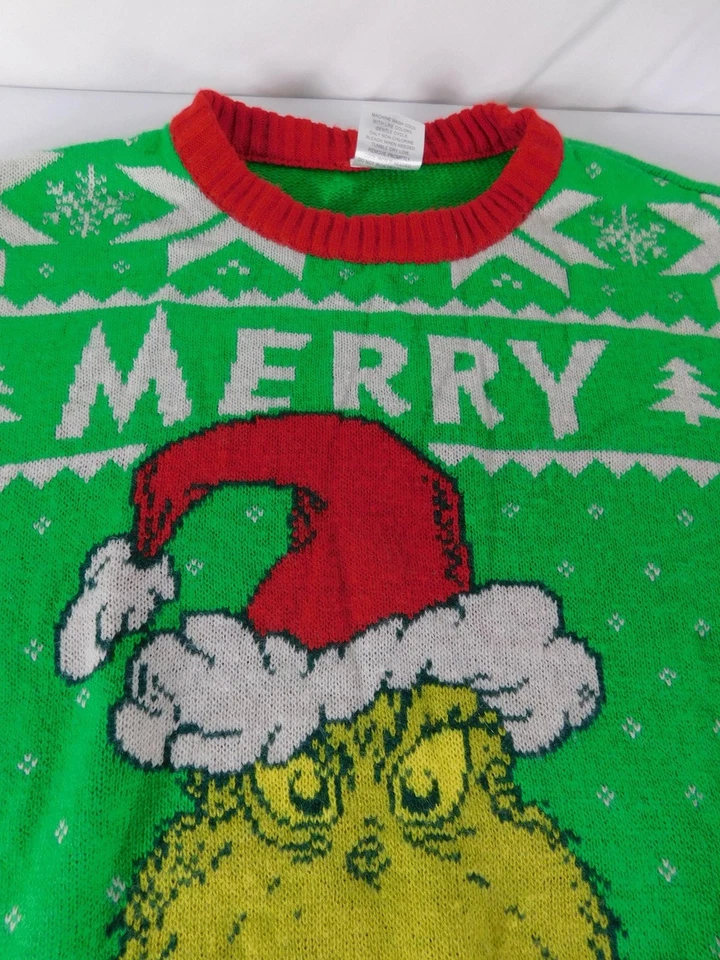 The Grinch Sweater Mens 2XL Green Merry Grinchmas Christmas Pullover Knit - Image 4 of 4