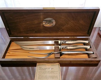 Vintage Carvel Hall Knife Knives Carving Box Set 3 Piece With Case 