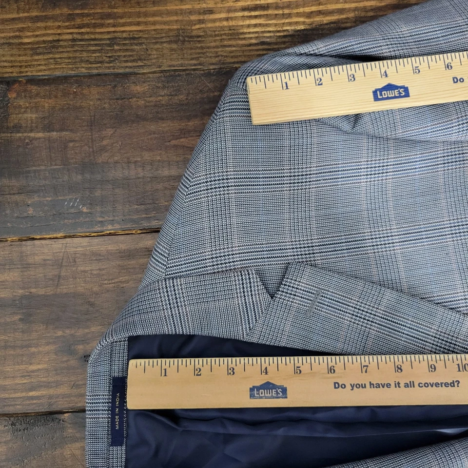 CLUB ROOM Men's Sport Coat Blazer Two Button Multi Color Plaid Poly Blend 46L - Image 4 of 4