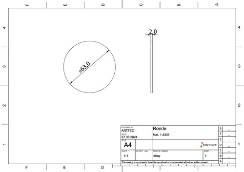 Ronde | Kreis Edelstahl (1.4301) - Zuschnitt Stärke 2 mm Ø 63 mm - Bild 2 von 12