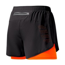 Mens Running Shorts Quick-Drying Fitness Black Double Layer Shorts Men Sport