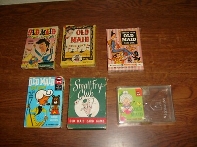 6 VINTAGE ED-U-CARD OLD MAID SETS
