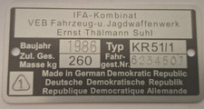 Typenschild KR51 auch geätzt,original gestan...