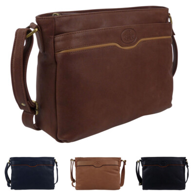 Rowallan of Scotland Damen Schultertasche Leder Reißverschluss oben
