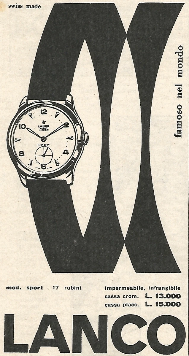 W8751 Orologio LANCO Pubblicit del 1958 Vintage advertising