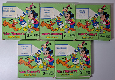 5 Stück Disney 8mm Cartoon Filme G.B. Movie Pak Mickey Mouse Donald Duck Daisy