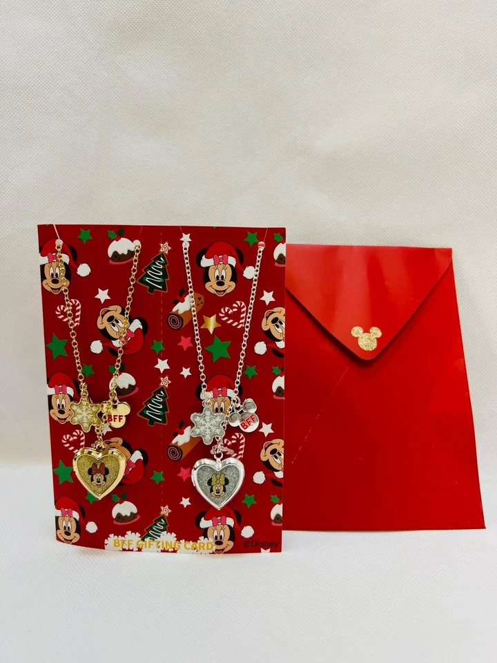 Collar Disney Minnie Mouse 2 pares de medallones y tarjetas de regalo colgante de Navidad Foto 4 de 4