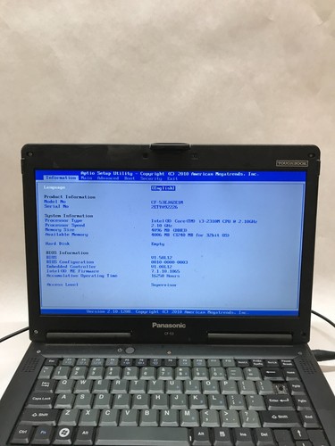 Pansonic ToughBook CF-53 14" Intel i3-2310M 4GB RAM NO HDD/OS For Parts AS IS DW - Picture 2 of 12
