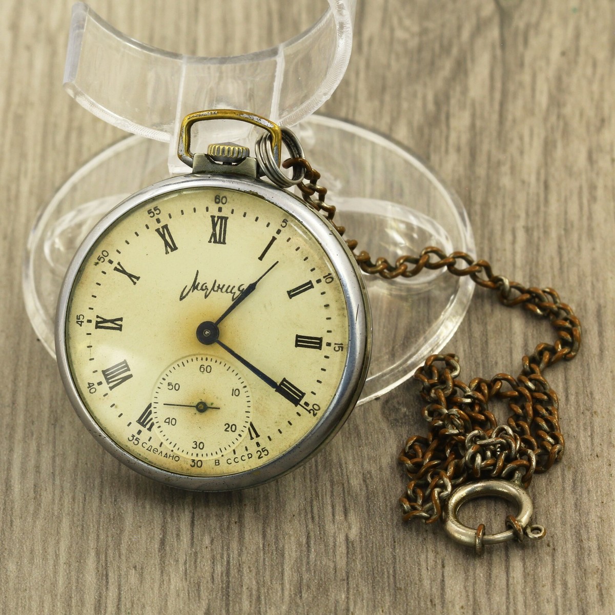 1960's molnija molniya open face pocket watch ChChZ watch factory